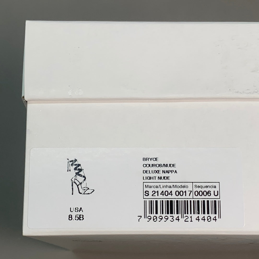 SCHUTZ Bryce Ankle Tie Women's Leather High Heel Sandal Light Nude Sz 8.5B (New)