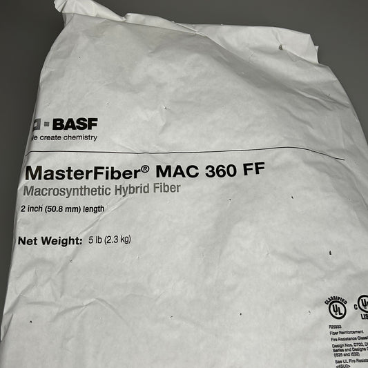 BASF MasterFiber MAC 360 FF Synthetic Hybrid Fiber 5 Bags 5 lbs each (New)