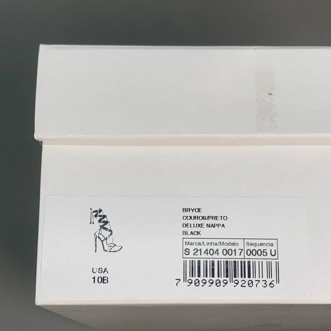 SCHUTZ Bryce Ankle Tie Women's Leather High Heel Strappy Sandal Black Sz 10B (New)