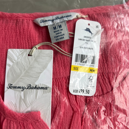 TOMMY BAHAMA Women's Lana Bay Gauze Top 3/4 Sleeve Tutti Frutti Size M (New)