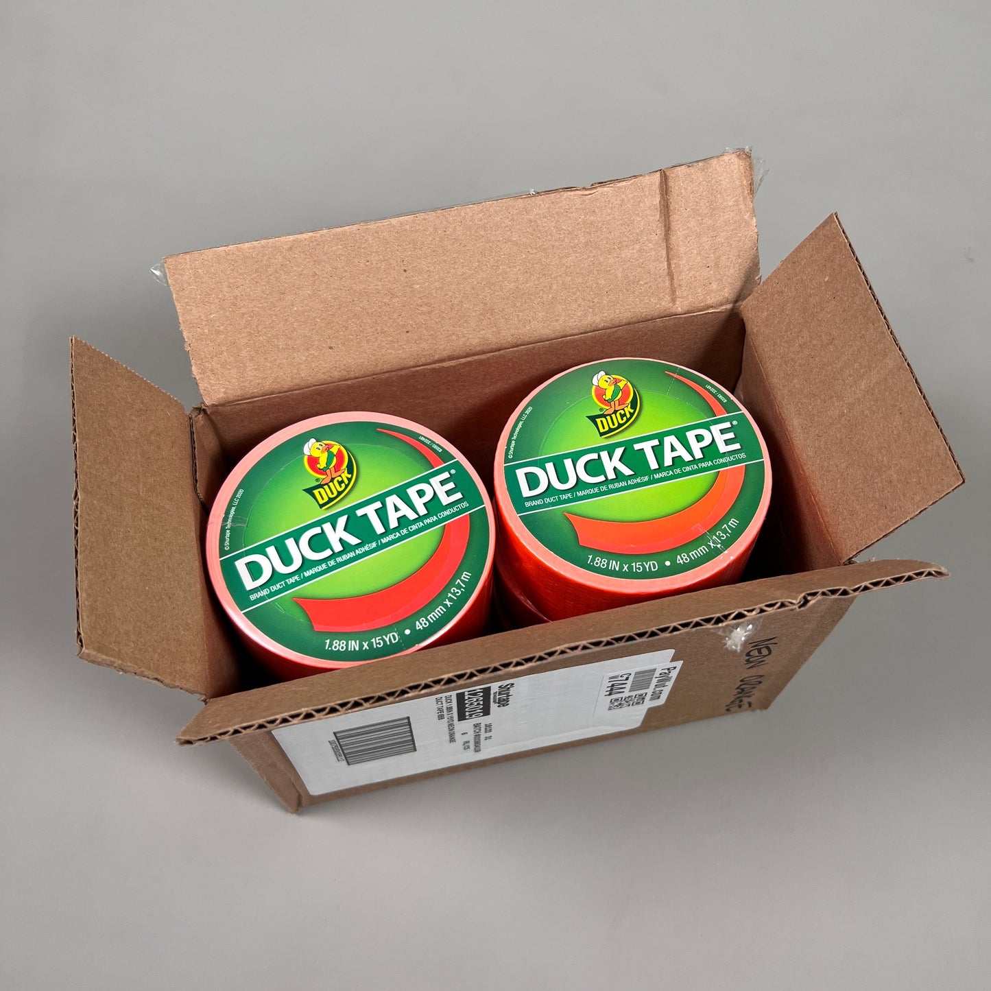 2-PK SHURTAPE DUCK TAPE Neon Orange 1.88 in x 15 yd 332481 (New)