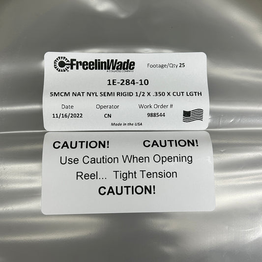 FREELIN-WADE Tubing Nylon Semi-Rigid 25 ft Natural 1E-284-10 (New)