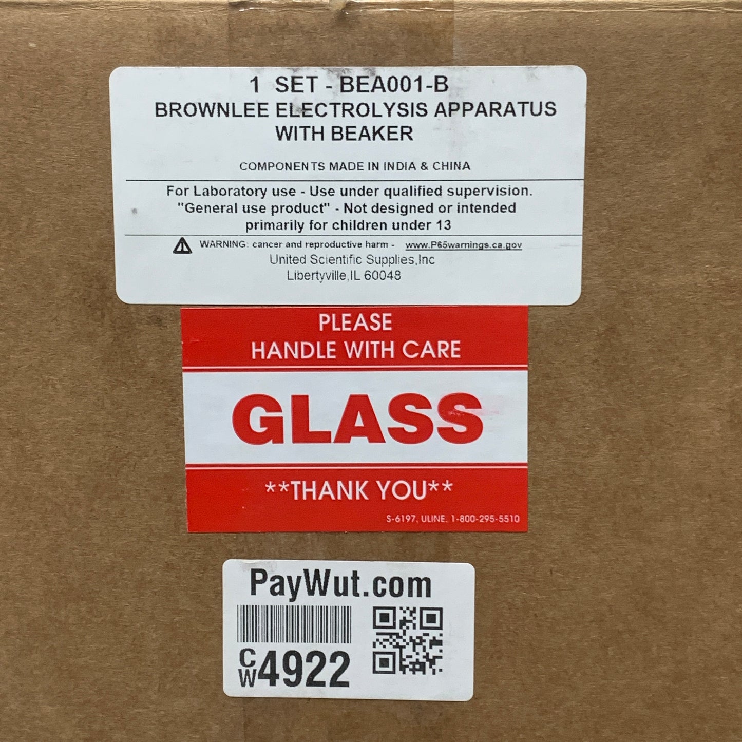 BROWNLEE Electrolysis Apparatus w/Beaker BEA001-B (NEW)