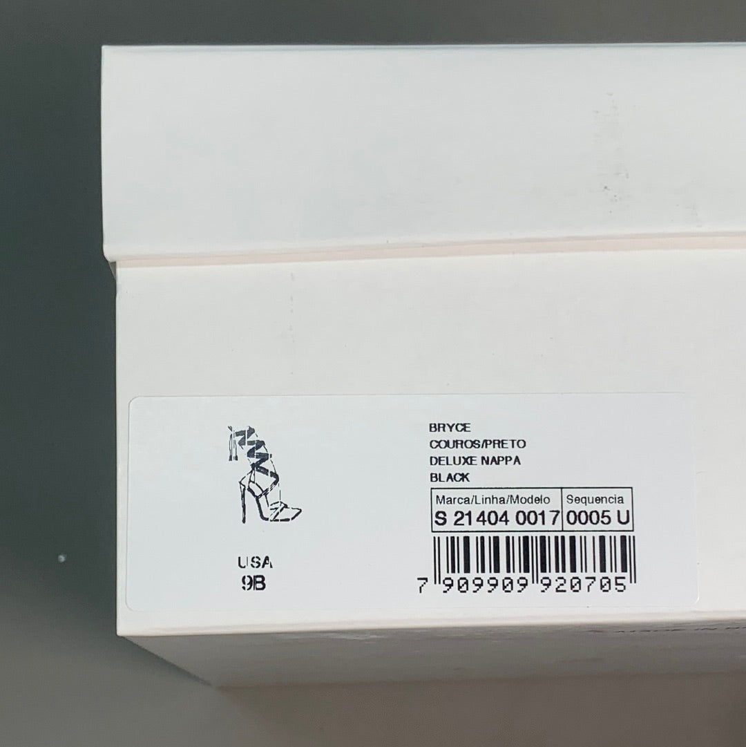 SCHUTZ Bryce Ankle Tie Women's Leather High Heel Strappy Sandal Black Sz 9B (New)