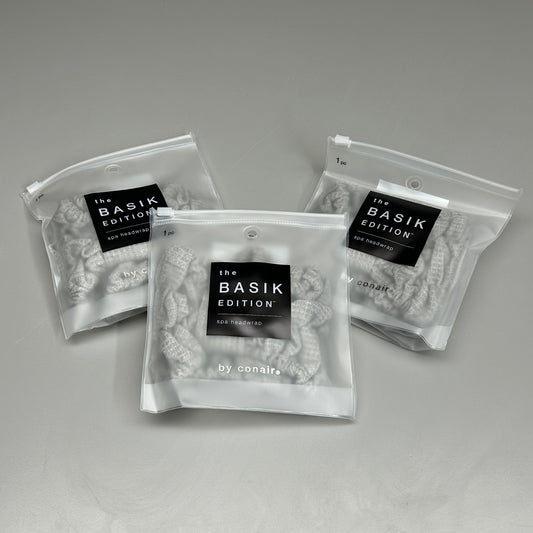 CONAIR 3-PACK! The Basik Edition Spa Headwrap Grey (New)