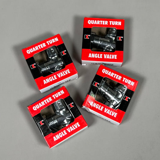 KEENEY 4-PACK of Compression Brass Quarter Angle Valve 1/2 in. FIP in. X 7/16 in. (New)