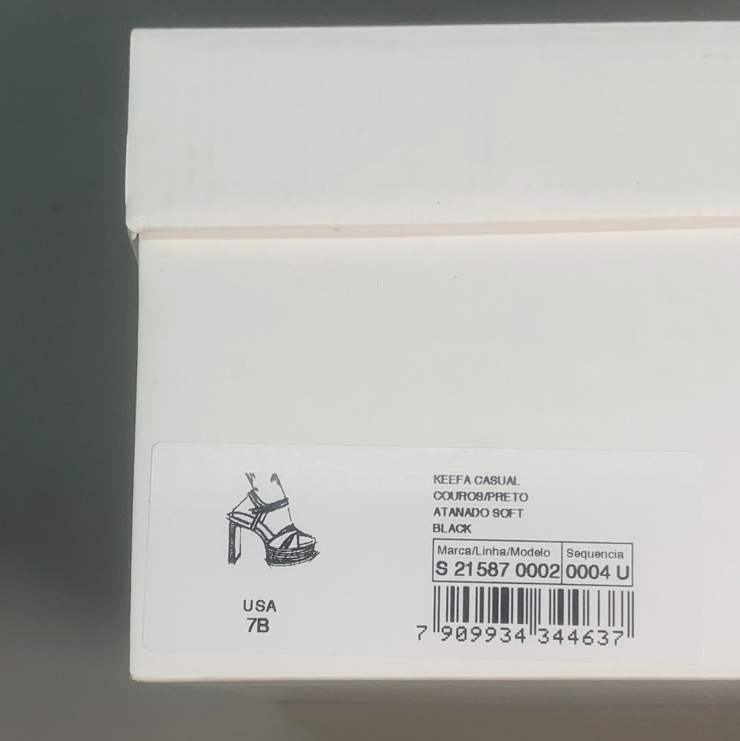 SCHUTZ Keefa Casual Women's Leather Sandal Black Platform 4" Heel Shoes Sz 7B (New)