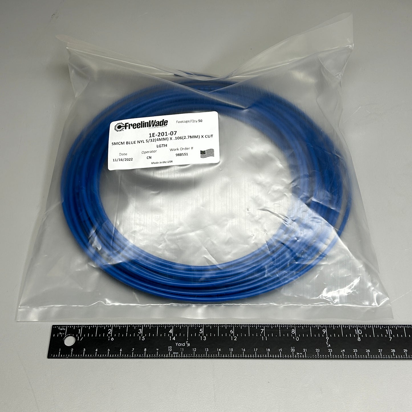 FREELIN-WADE Nylon Tubing 50 ft Blue 1E-201-07 (New)