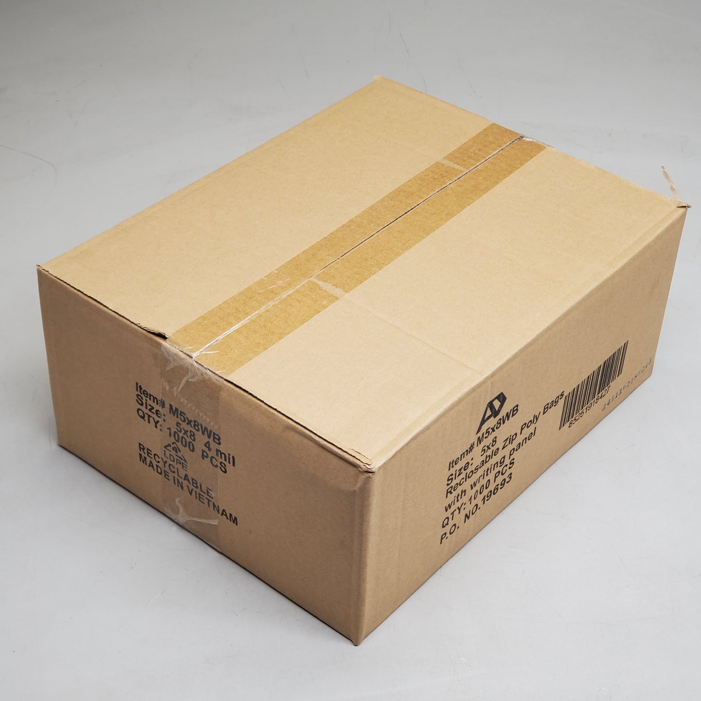 ACTION PACKAGING (1000 Pcs) Reclosable Zip Poly Bags W/ Writing Panel 5x8" 4 Mil Clear M5X8WB