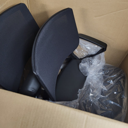 SITONIT SEATING (2 PACK) Mesh Nesting Chair with Armrests Vinyl Black H-12466BL