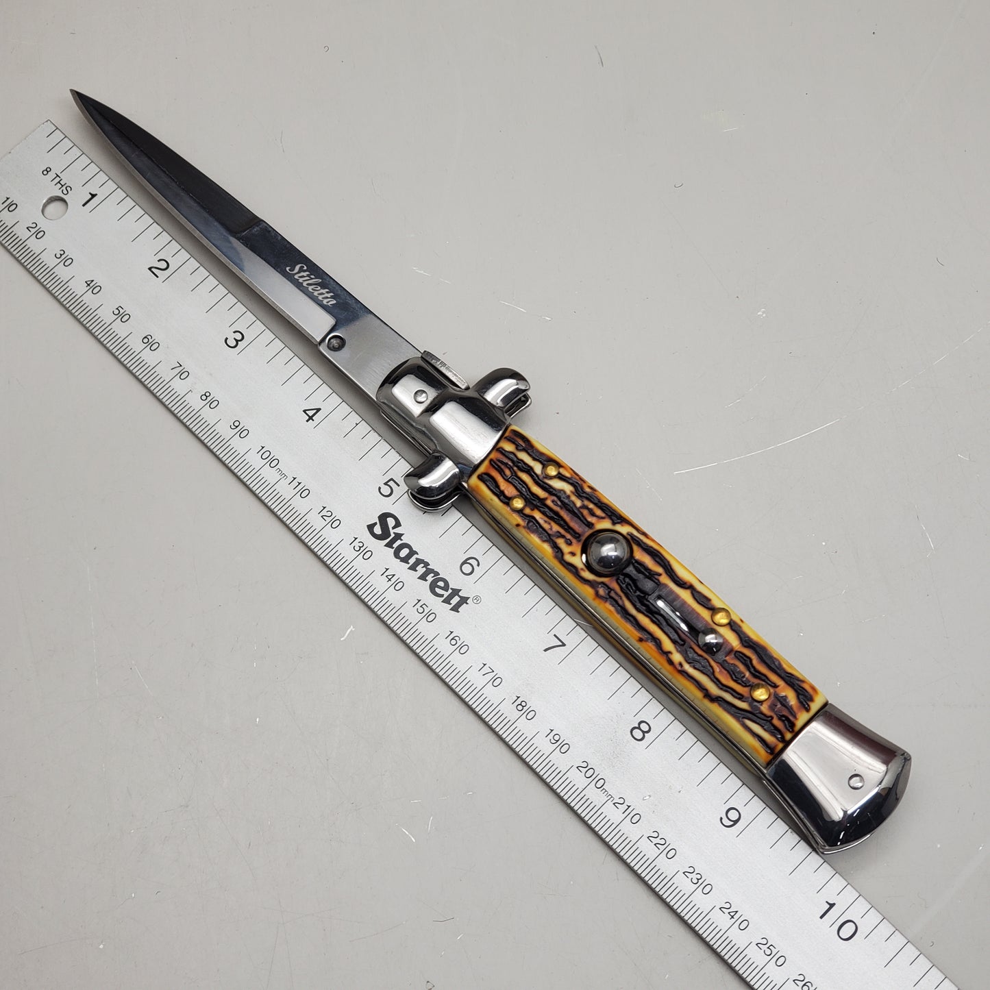 ZA@ ARMED FORCE TACTICAL Hand Crafted OTF Pocket Knife 9" Knife 4" Blade Yellow/Black ST-7STG