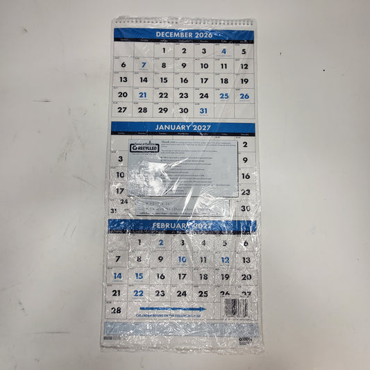 HOUSE OF DOOLITTLE (3 PACK) Recycled 3-month Wall Calendar Vertical 12.5"X26