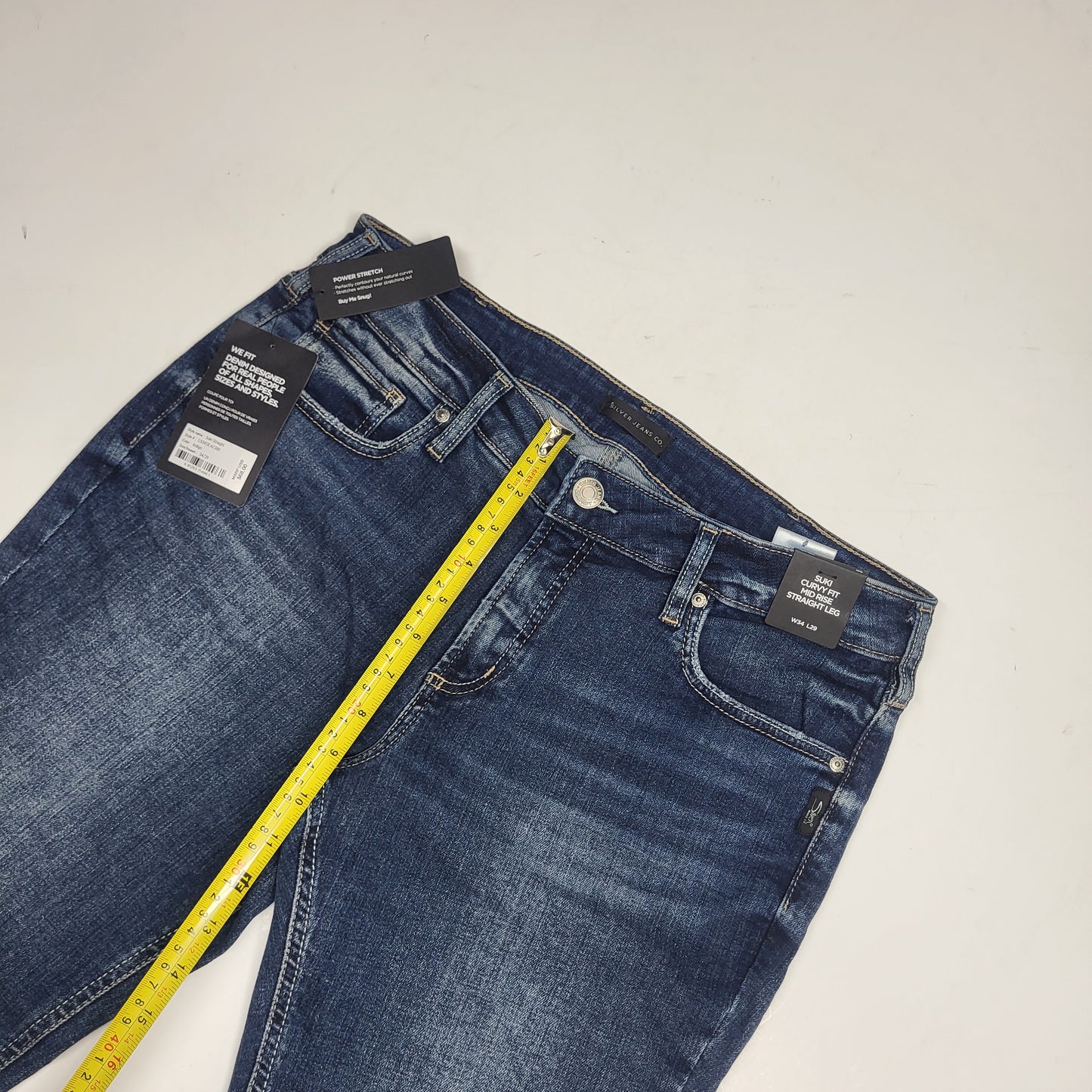 SILVER JEANS CO. Suki Curvy Fit Straight Leg Sz 34/29 Indigo L93413EAE389