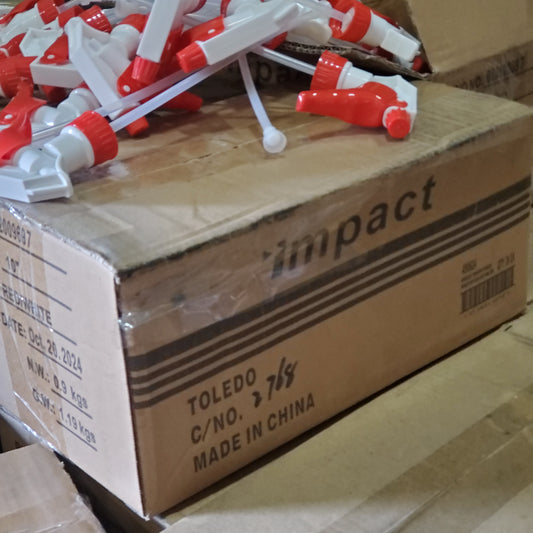 ZA@ Pallet of TOLEDO (44 Boxes Of 24) Impact Sprayer Trigger 3 Finger 10" dip tube Red / White