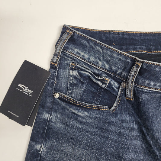 SILVER JEANS CO. Avery Curvy Fit High Rise Skinny Leg Eco Friendly Sz 34/29 Indigo