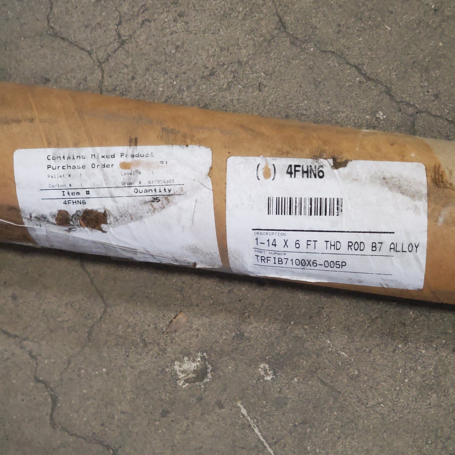 ZA@ APPROVED VENDOR (25 Pack) Fully Threaded Rod Zinc Plated Steel 1"-14x6' U20300.025.7200 B