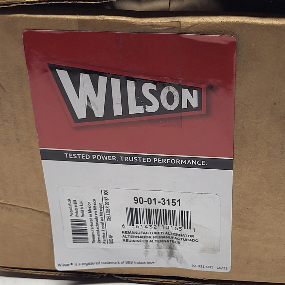 WILSON Remanufactured Heavy Duty 105 Amp Alternator 12 Volt 90-01-3151