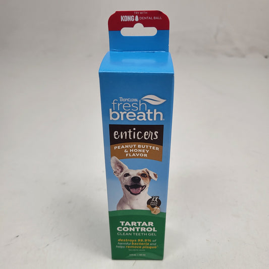 TROPICLEAN (3 PACK) Enticers Tarter Control Dog Clean Teeth Gel PB & Honey Flavor 2 oz