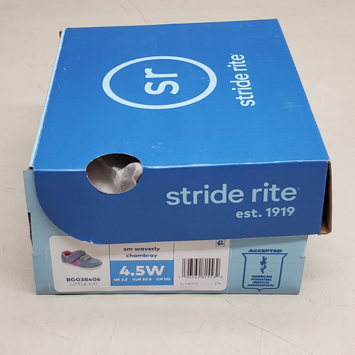 STRIDE RITE SM Waverly Sneaker Shoes Toddler SZ 4.5W Chambray BG038406
