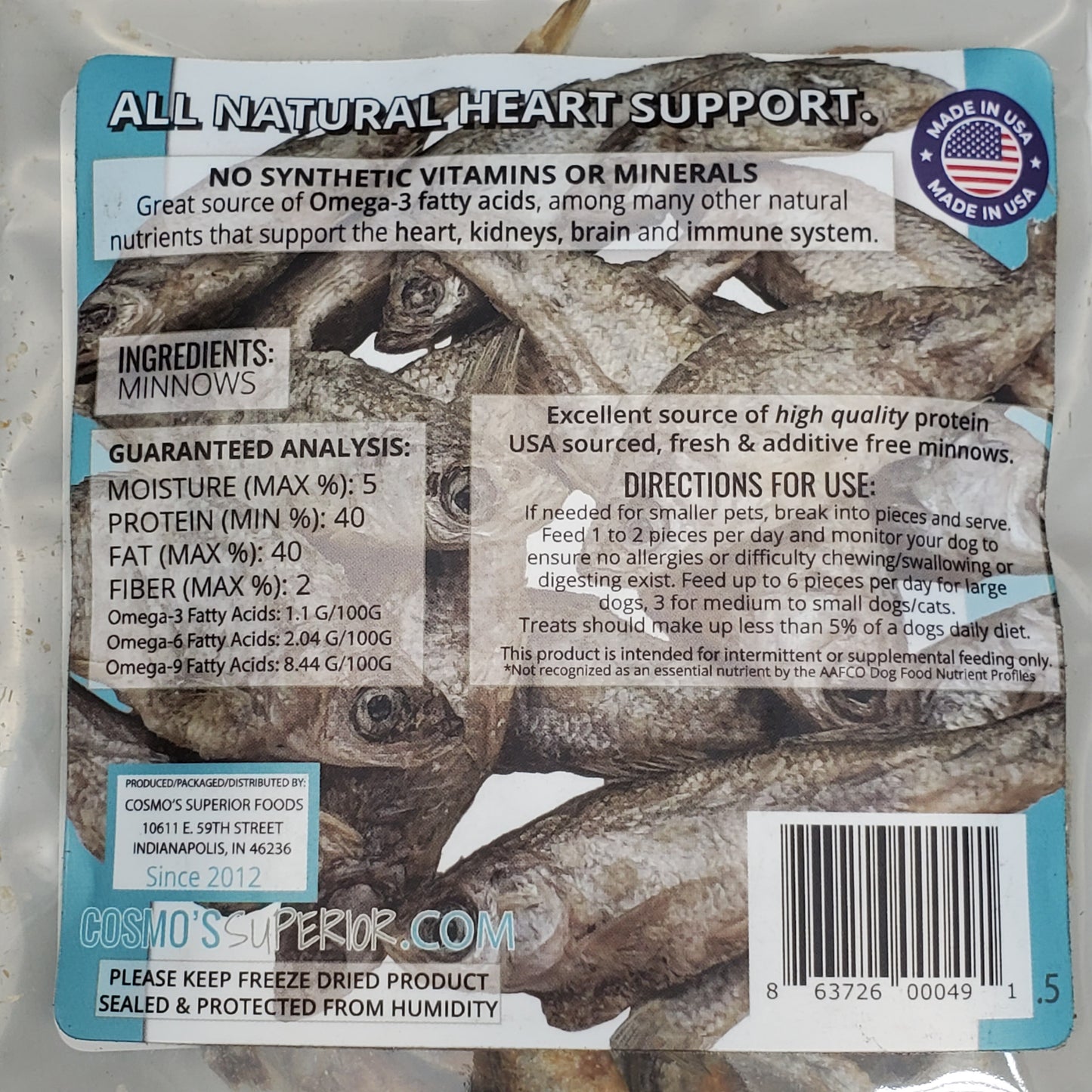 COSMO'S SUPERIOR FOODS (2 Pack) Freeze Dried Whole Minnows 0.5 oz BB 05/26
