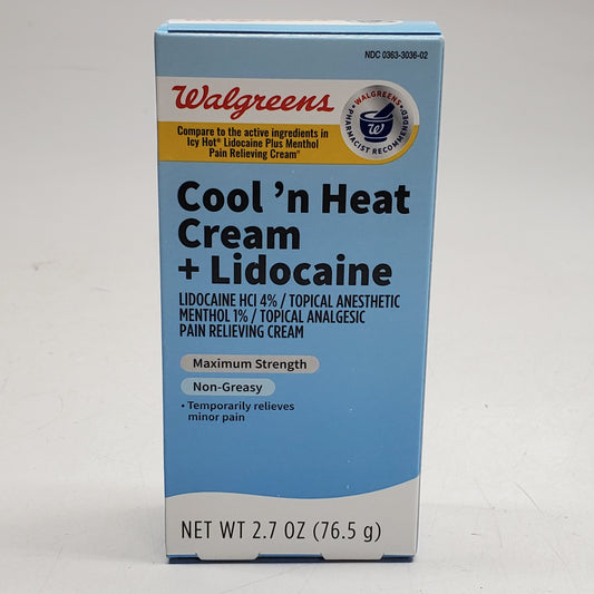 WALGREENS (2 Pack) Cool'n Heat Cream + Lidocaine Topical Anesthetic 2.7 OZ BB 02/27