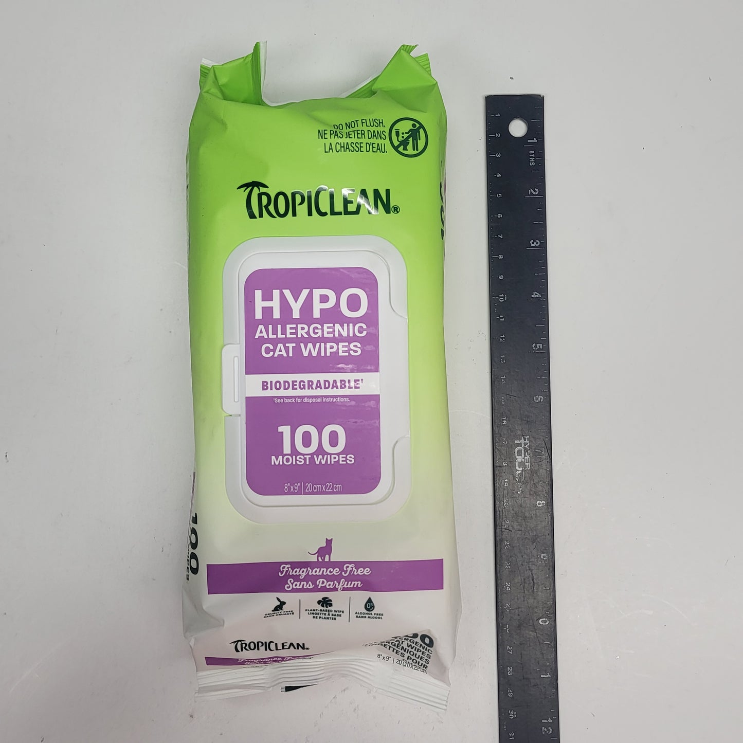 TROPICLEAN (2 PACK) Hypo Allergenic Cat Wipes Biodegradable 100 Wipes Each