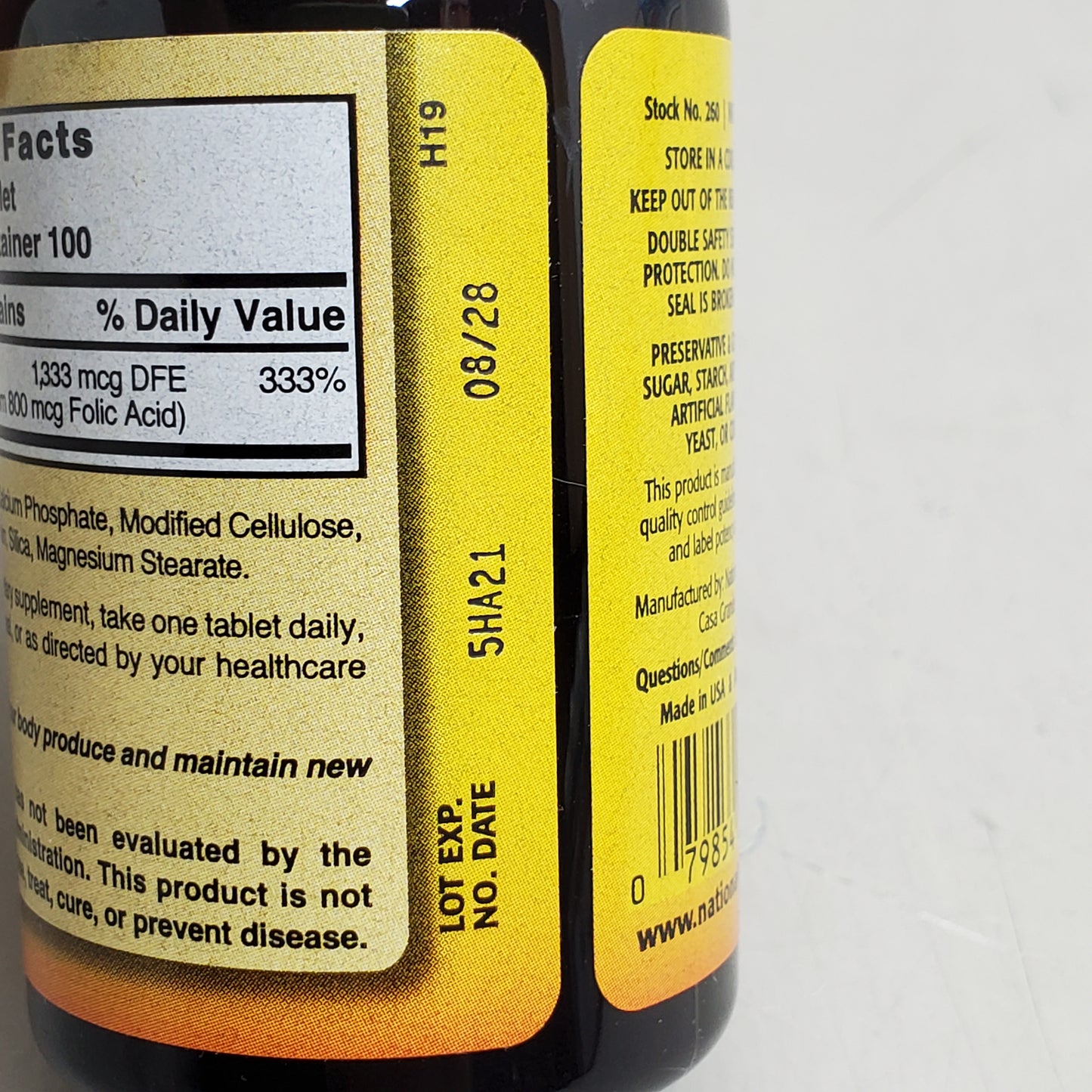 NATURE'S BLEND (100 Tablets) Folic Acid Dietary Supplement 800 mcg BB 08/28