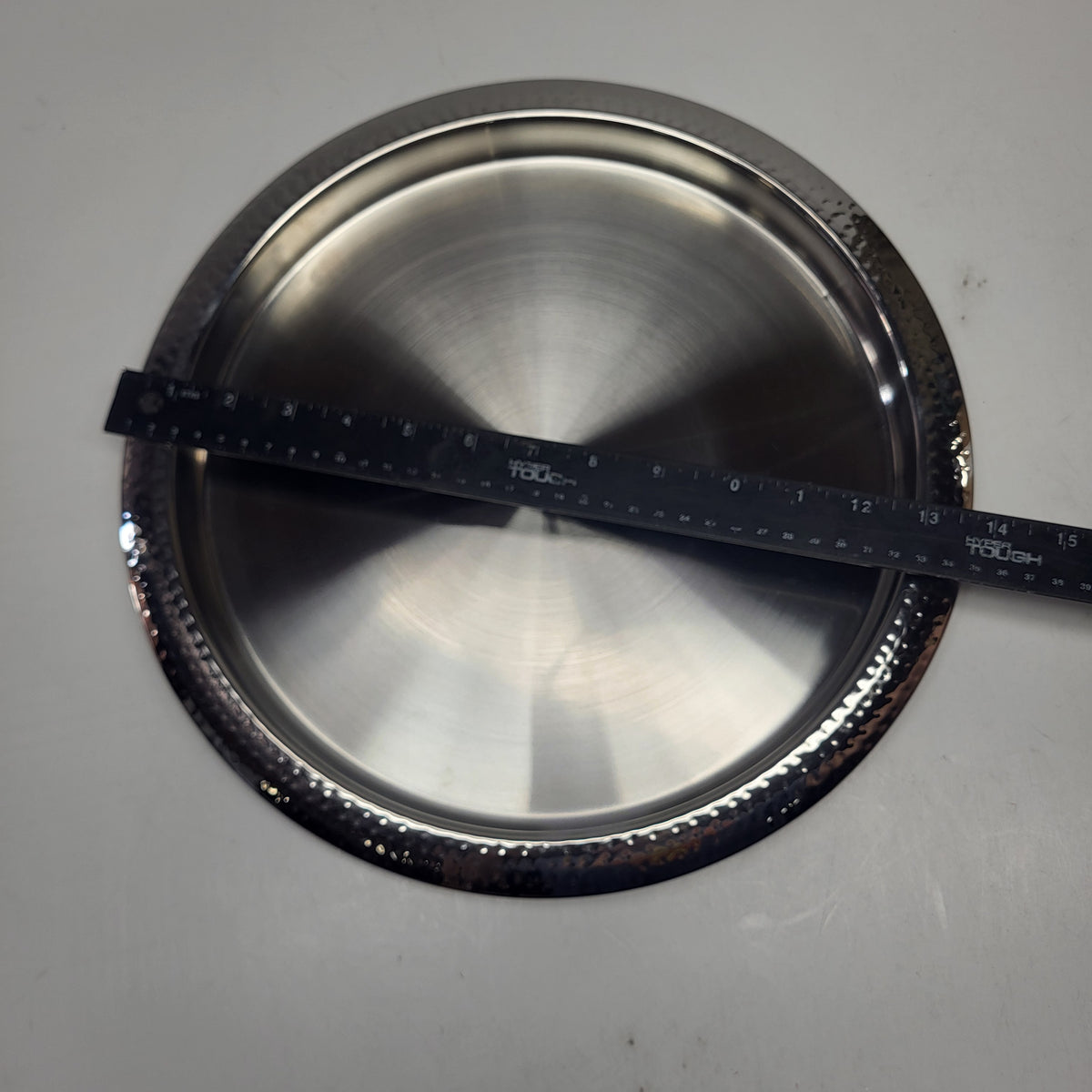 WILLIAMS SONOMA Hammered Round Metal Serving Tray 12.5"x12.5" Silver