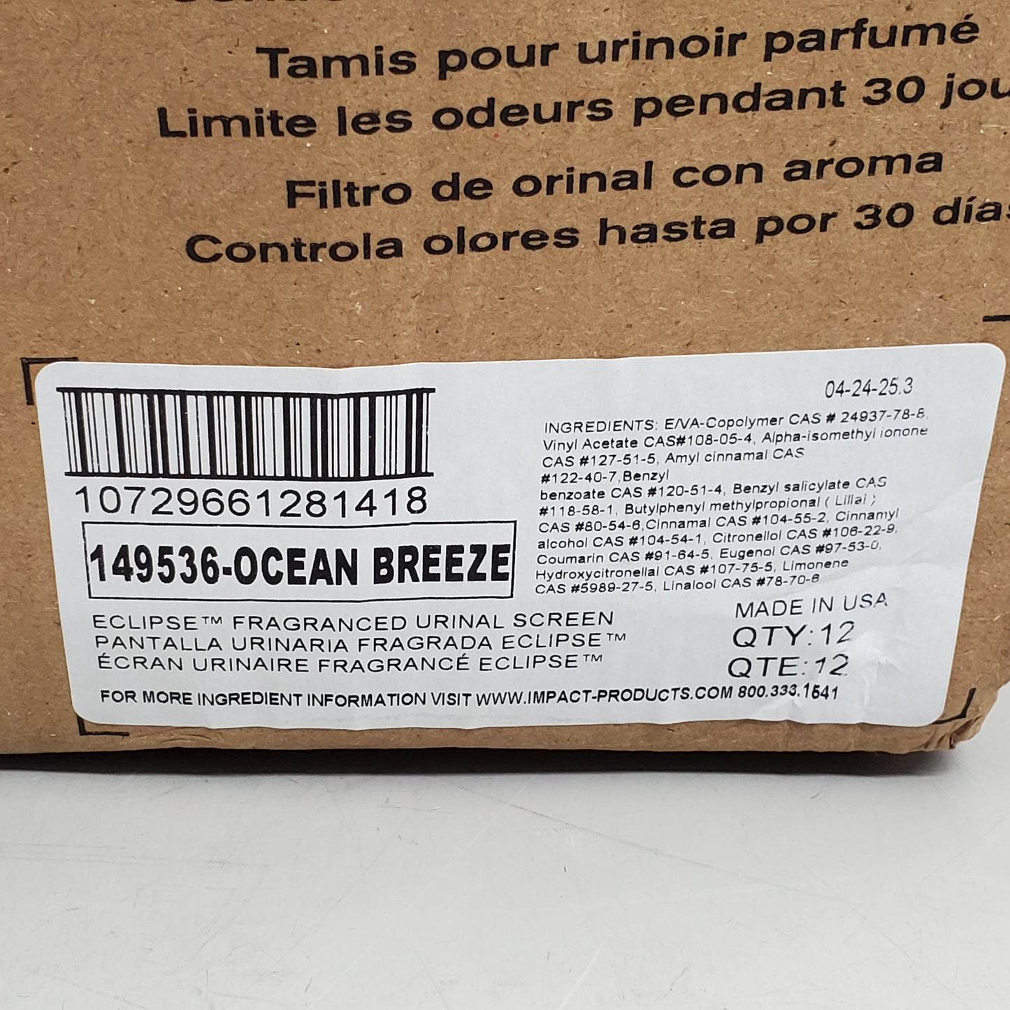 ECLIPSE IMPACT (12 Pack) Scented Urinal Screens Ocean Breeze 149536