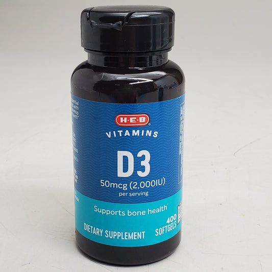 HEB (3 Pack) D3 Bone Health Support Vitamins 50mcg 400 SoftGels Dietary Supplements BB 10/26