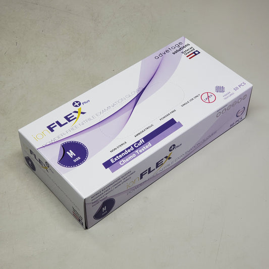 IONFLEX (10 Boxes Of 50) Powder Free Nitrile Exam Gloves Medium Blue UV82CSE500 Non-Sterile