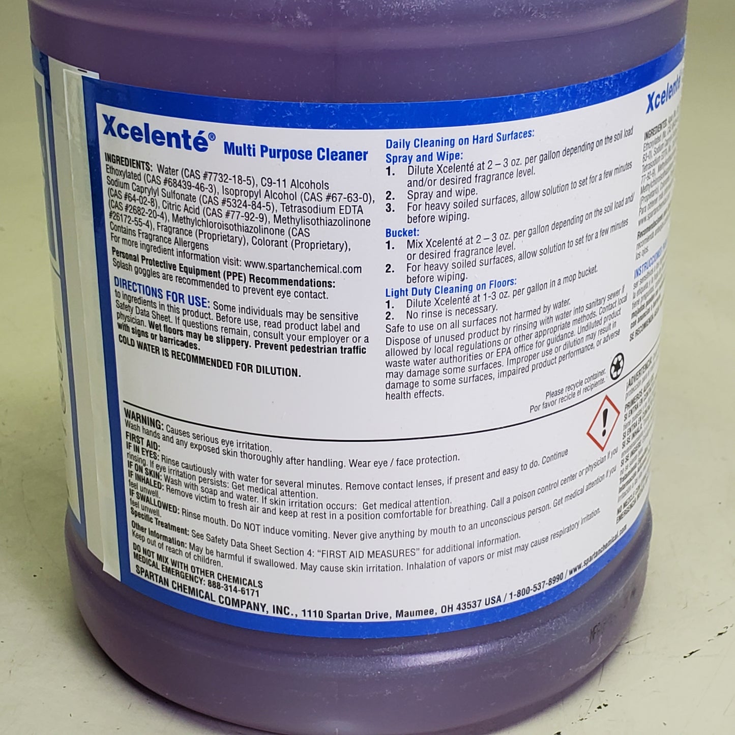 ZA@ SPARTAN Xcelente Multi-purpose Cleaner Long Lasting Fragrance 1 gal 0019