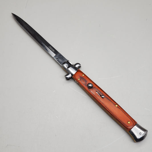 ZA@ ARMED FORCE TACTICAL Hand Crafted OTF Pocket Knife Blade 6" Knife 13" Red/Wood ST-9WD