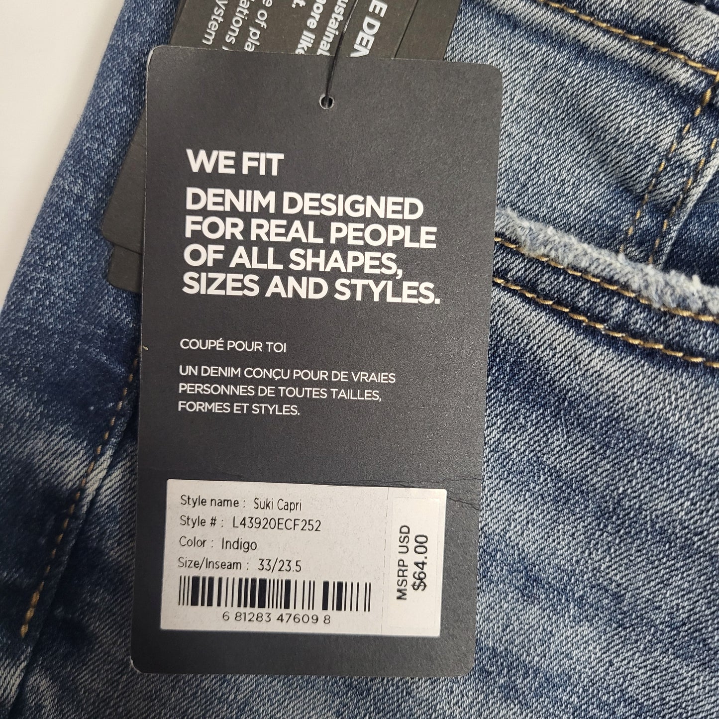 SILVER JEANS CO. Suki Curvy Fit Mid Rise Capri Eco Friendly Sz 33/23.5 Indigo