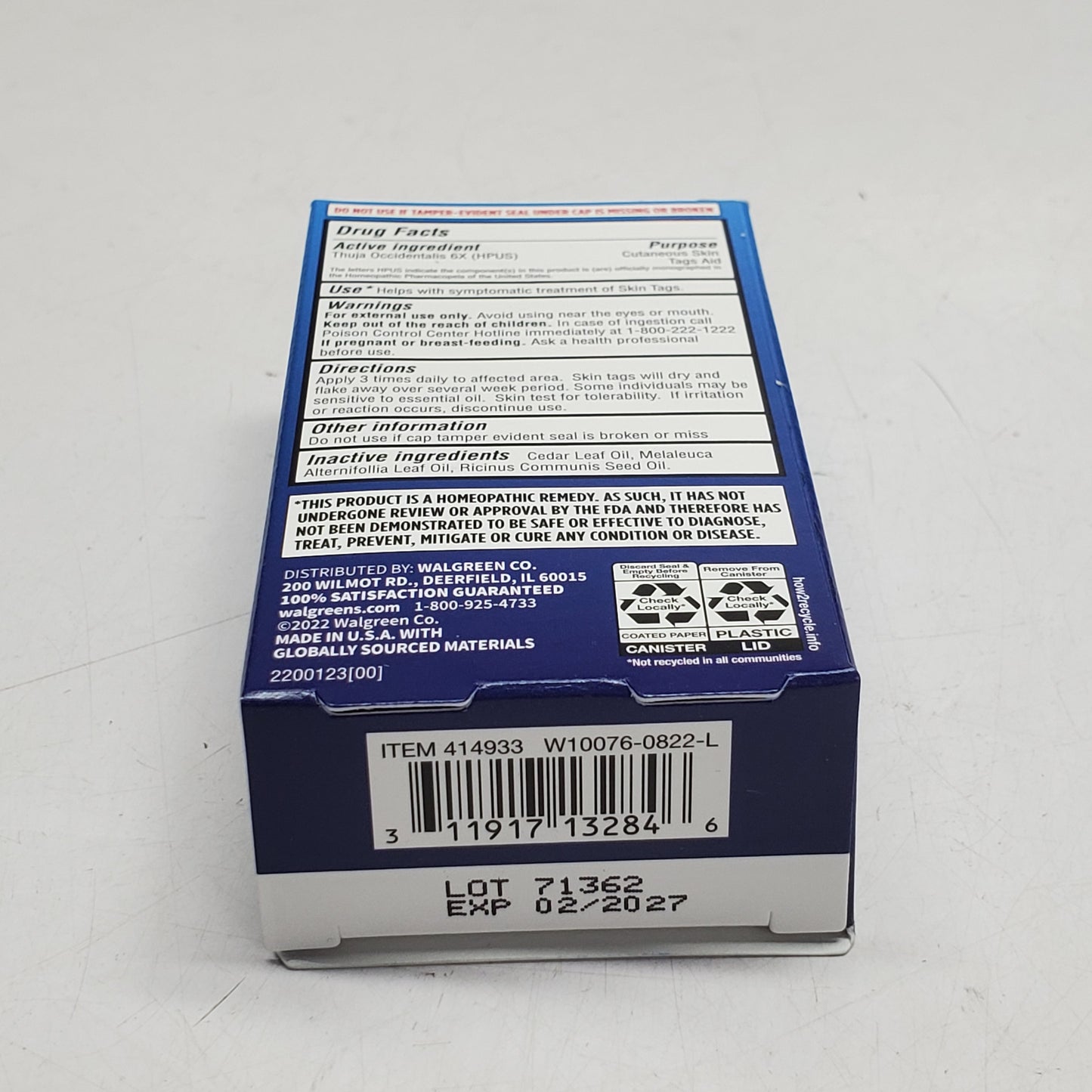 WALGREENS (2 Pack) All Natural Skin Tag Aid Oil Liquid 0.34 FL OZ BB 02/27