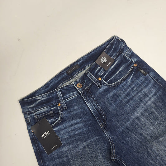 SILVER JEANS CO Suki Curvy Fit Mid Rise Capri Sz 25/23.5 Indigo L43916SCV389