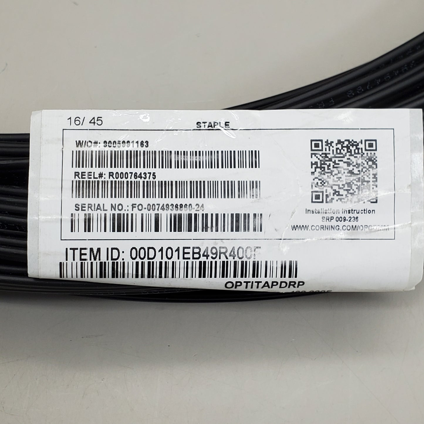 CORNING Fiber Optic Toneable Assembly Pushlok Hybrid Pigtail 500' 00D101EB49R500F