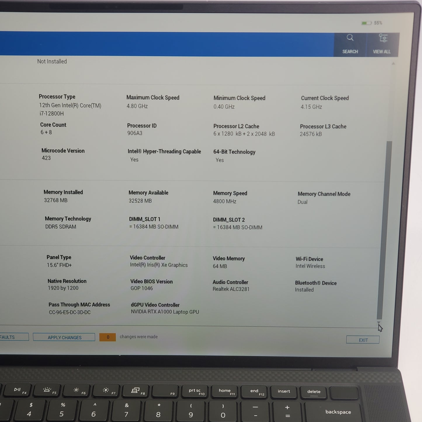 DELL Precision 5570 I7-12800H 32GB RAM Laptop Mobile Workstation 15" Grey P91F (Pre-Owned) Without OS & Accessories