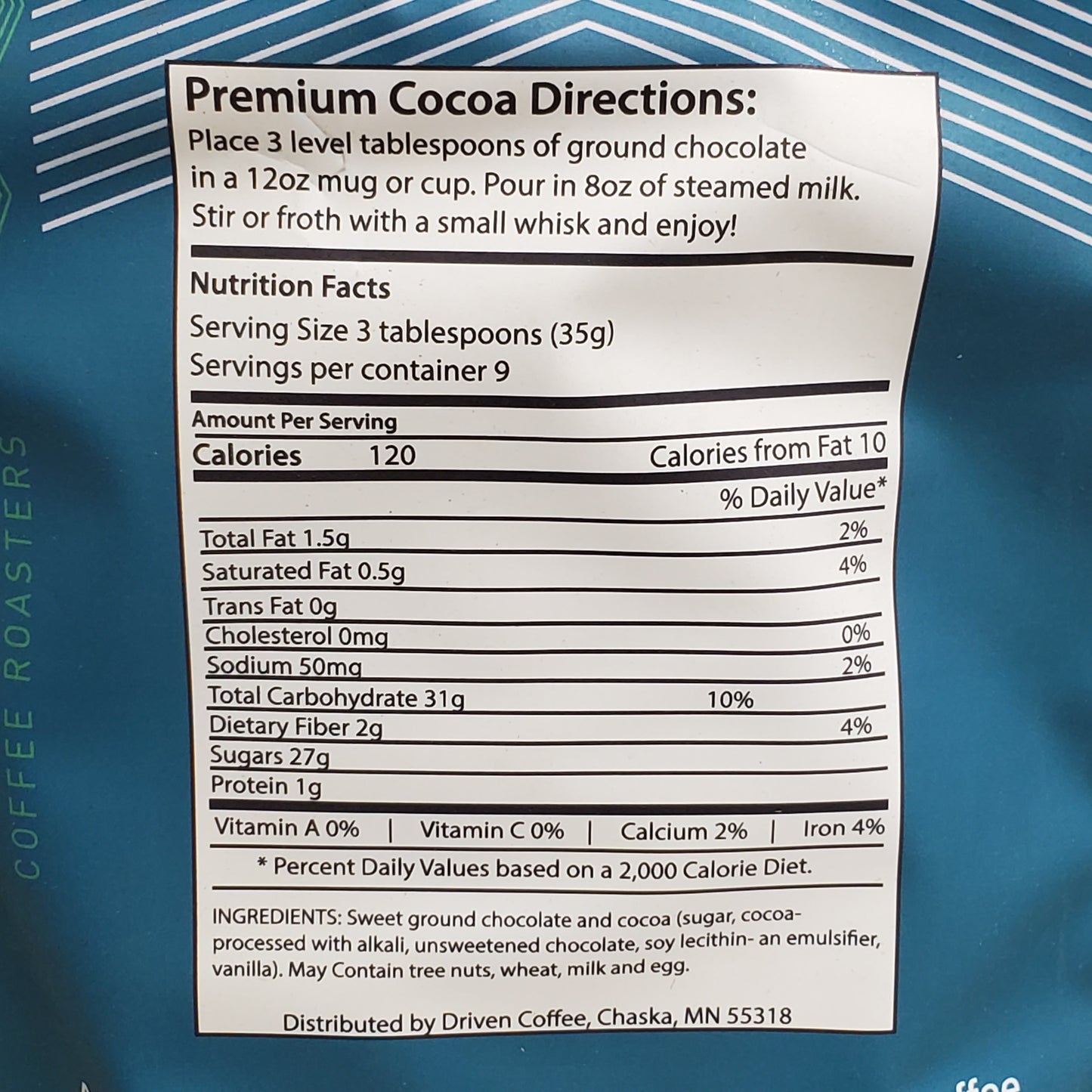 DRIVEN Premium Hot Cocoa 12 oz BB 01/27