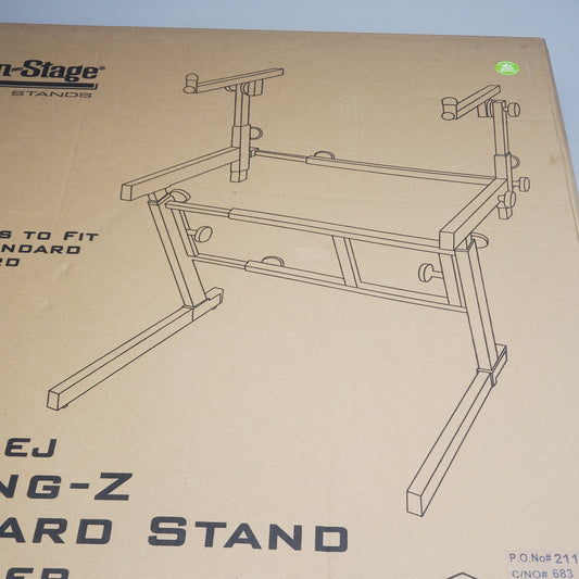 ON-STAGE Folding-Z Keyboard Stand W/ 2nd Tier 400 lbs Cap Black KS365EJ
