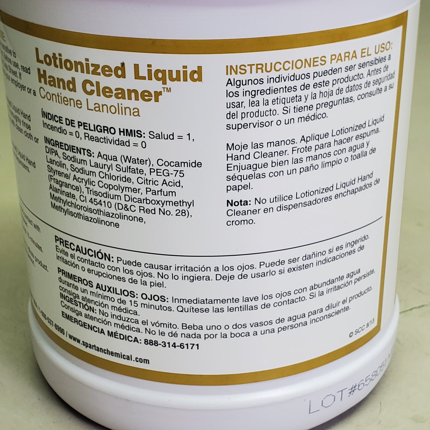 ZA@ SPARTAN Lotionized Liquid Hand Cleaner Quickly Remove Grease & Dirt 1 Gal 3003