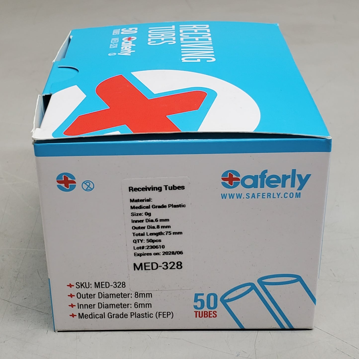 SAFERLY (50 Pack) Receiving Tubes 6mm ID 8mm OD MED-328 for Tattoo Needles