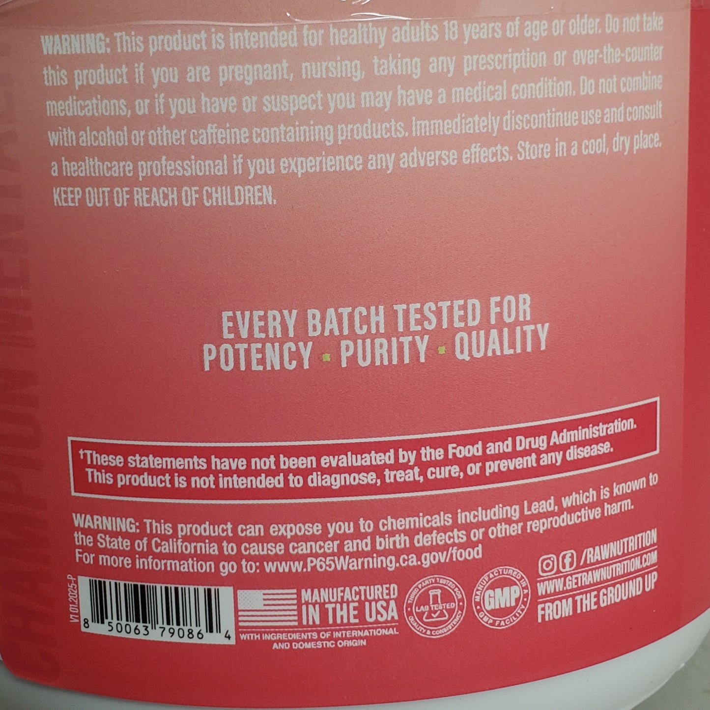 RAW NUTRITION Essential Pre Workout 30 Serv 13.97 OZ Strawberry Kiwi BB 03/27