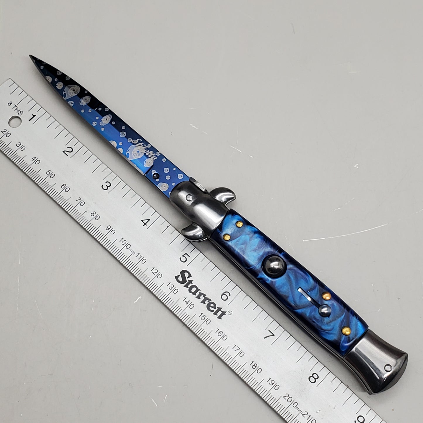 ZA@ ARMED FORCE TACTICAL Hand Crafted OTF Pocket Knife 9"Knife4"Blade Blue ST-6BLB