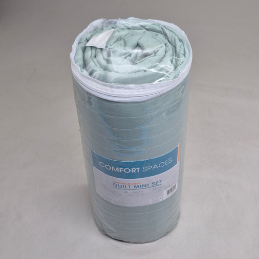 COMFORT SPACES Antimocrobial Quilt Mini Set Full/Queen Sage Green CS14-0051