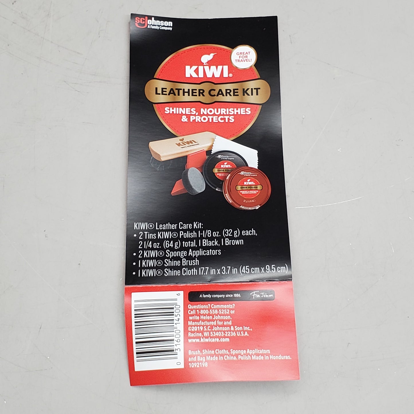 KIWI Leather Care Kit Shines Nourishes And Protects Black