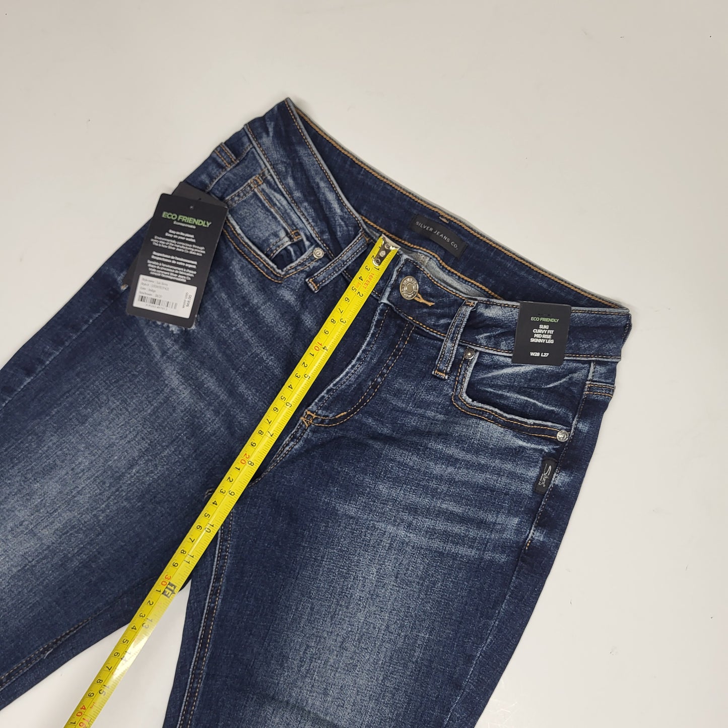 SILVER JEANS CO. Suki Curvy Fit Skinny Leg Eco Friendly Sz 28/27 Indigo