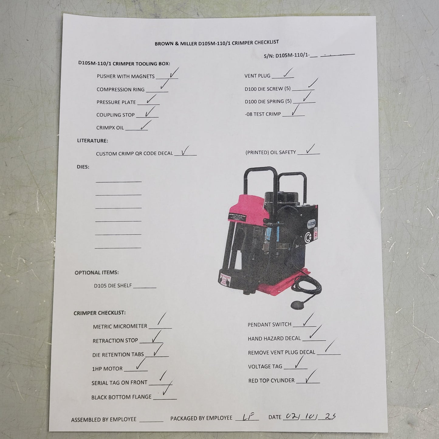 BMRS Benchtop Crimping Machine Hydraulic Hose Fabrication Assembly D105M