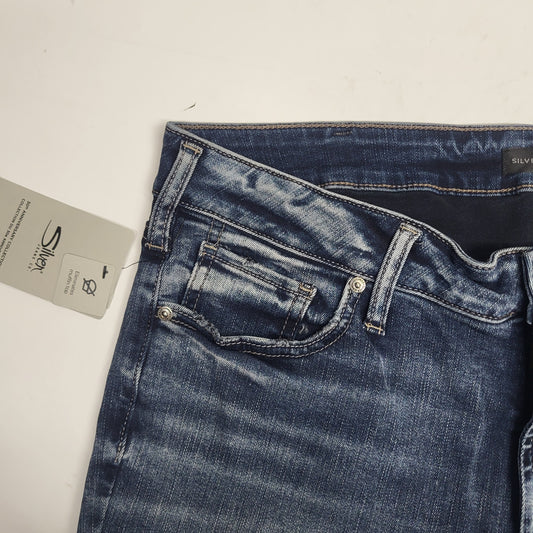 SILVER JEANS CO. Elyse Mid Rise Straight Leg 30th Anniversary Sz 33/31 Indigo