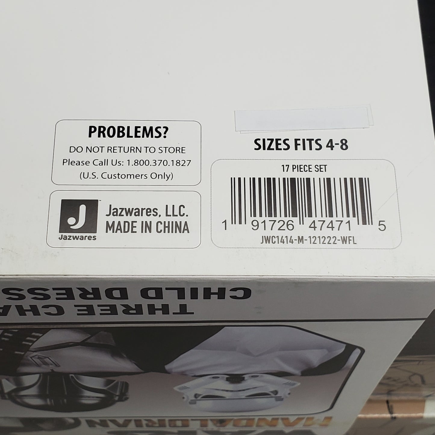 JAZWARES COSTUME PLAY Star Wars The Mandalorian 3 Character Child Dress Up Box Set SZ 4-8